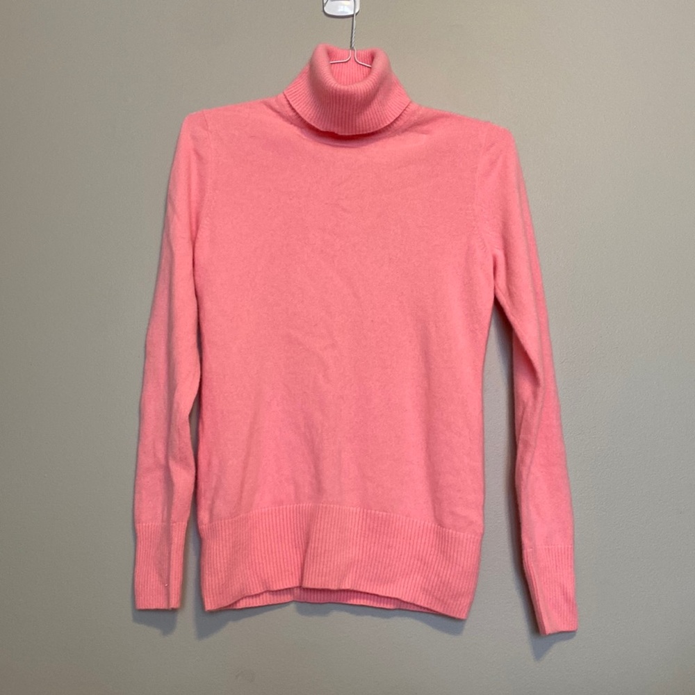 J. Crew Pink Cashmere Turtleneck Sweater